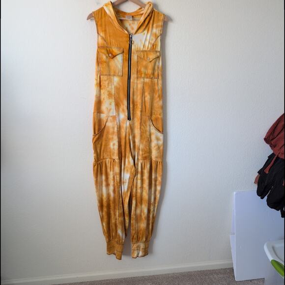 Autumn Teneyl Tie Dye Hooded Jumpsuit M/L Rave Boho Sustainable Organic $300 - Picture 16 of 16